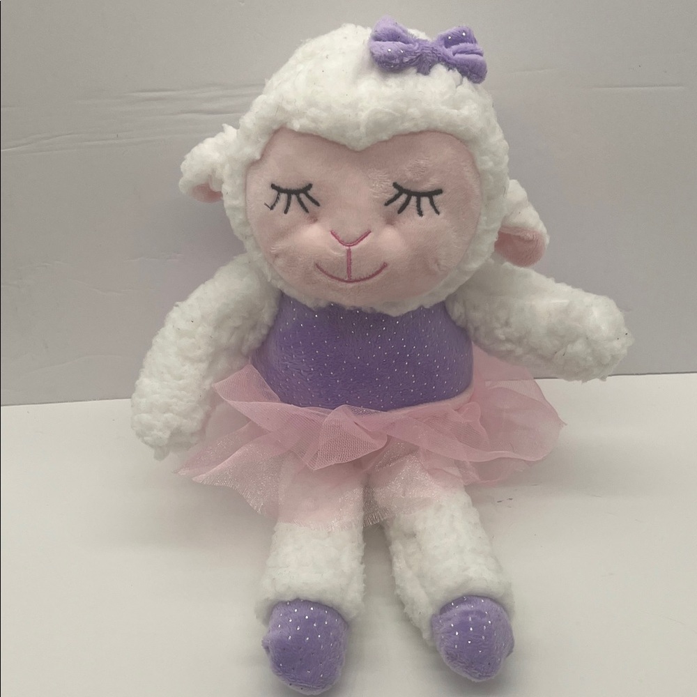 Adorable Plush Lamb Toy with Pink and Purple Outfit - Picture 2 of 7